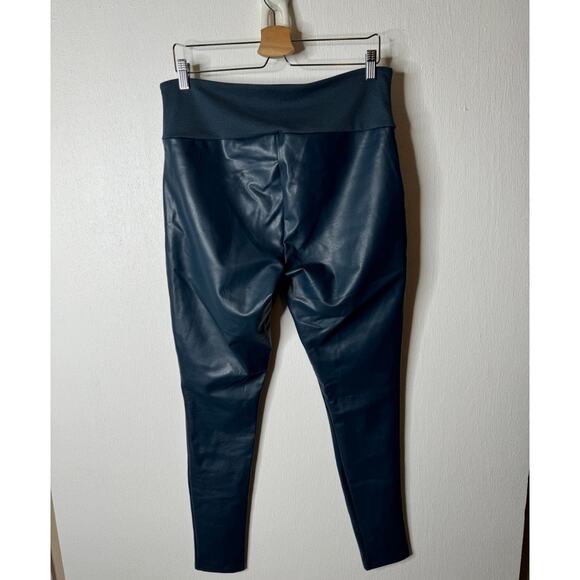 Assets by SPANX Women's Plus 1X All Over Blue Faux Leather Leggings #20258R - Picture 7 of 9